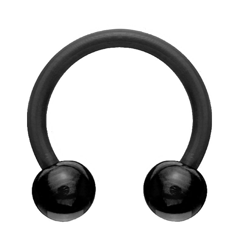 Horseshoe Circular Barbell Septum Ring 16 Gauge Acrylic Black on white background.