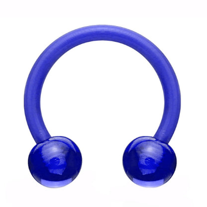 Horseshoe Circular Barbell Septum Ring 16 Gauge Acrylic Blue on white background.