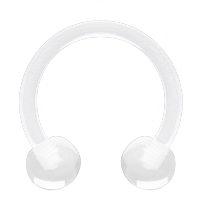 Horseshoe Circular Barbell Septum Ring 16 Gauge Acrylic Clear on white background.