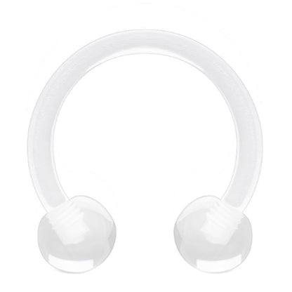 Horseshoe Circular Barbell Septum Ring 16 Gauge Acrylic Clear on white background.