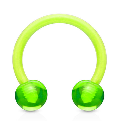 Horseshoe Circular Barbell Septum Ring 16 Gauge Acrylic Green on white background.