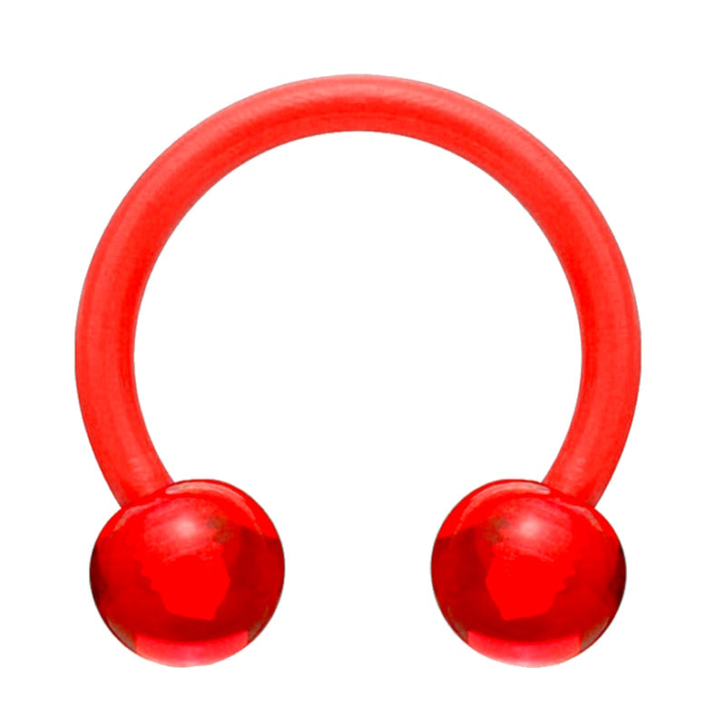 Horseshoe Circular Barbell Septum Ring 16 Gauge Acrylic Red on white background.