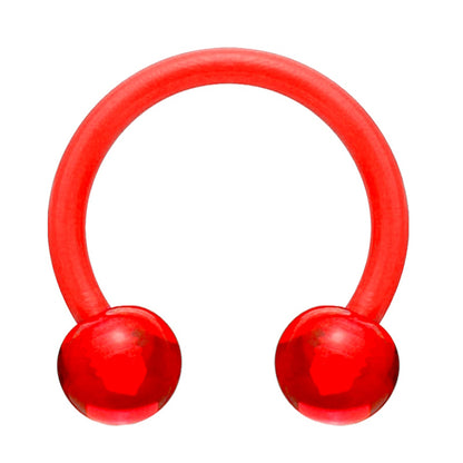 Horseshoe Circular Barbell Septum Ring 16 Gauge Acrylic Red on white background.