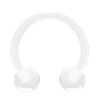 Horseshoe Circular Barbell Septum Ring 16 Gauge Acrylic White on white background.