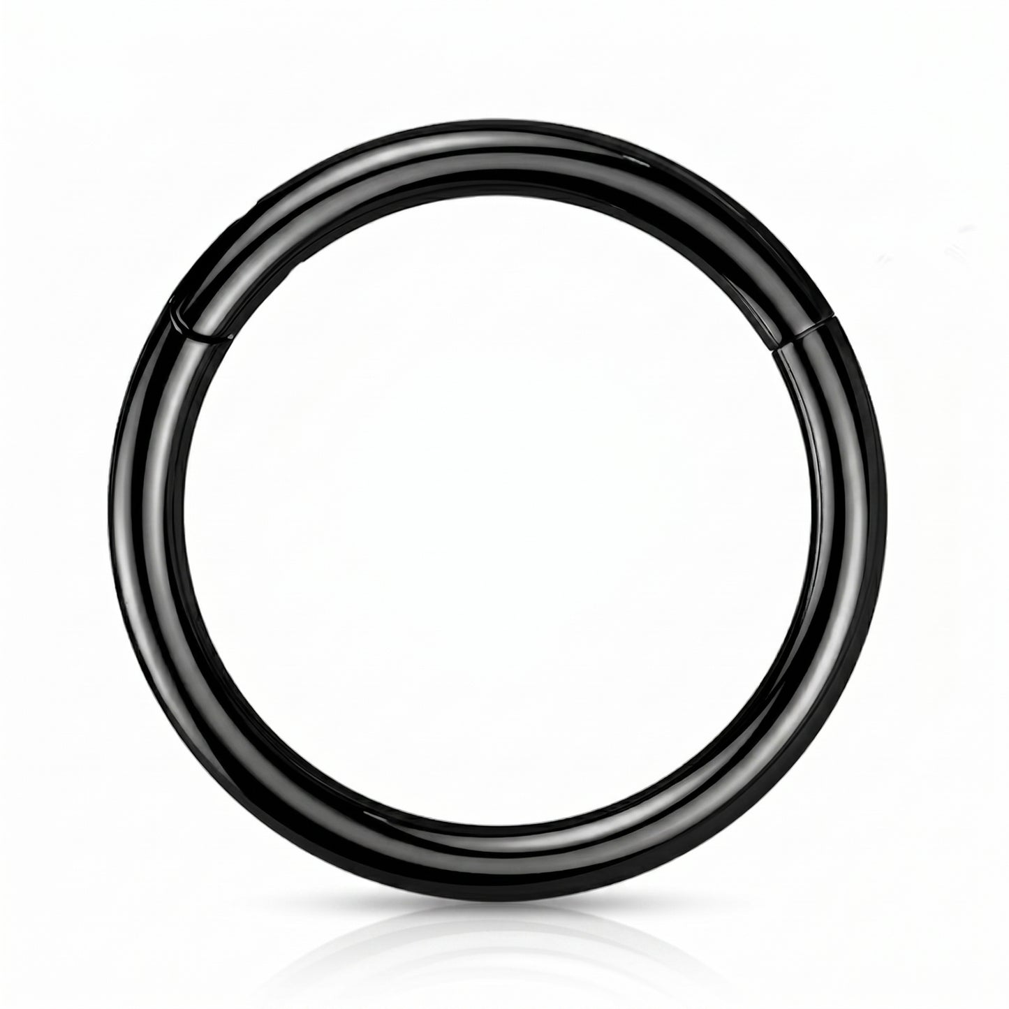 Black Hinged Segment Septum Hoop ASTM F136 Titanium pictured against a white background.