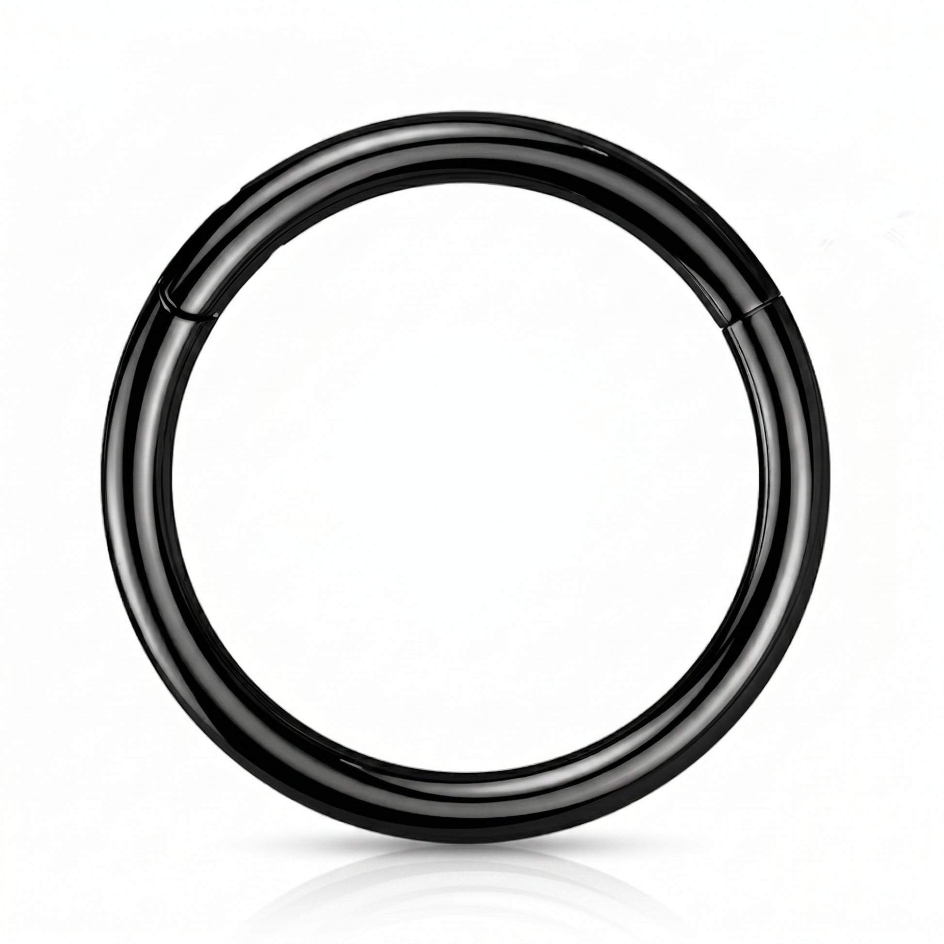 Black Hinged Segment Septum Hoop ASTM F136 Titanium pictured against a white background.