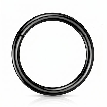 Black Hinged Segment Septum Hoop ASTM F136 Titanium pictured against a white background.