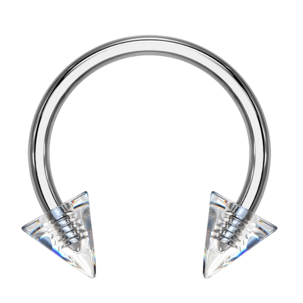 Spike Septum Ring 16 Gauge 316L Surgical Steel & Acrylic Clear spikes on a white background.