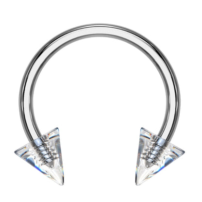 Spike Septum Ring 16 Gauge 316L Surgical Steel & Acrylic Clear spikes on a white background.