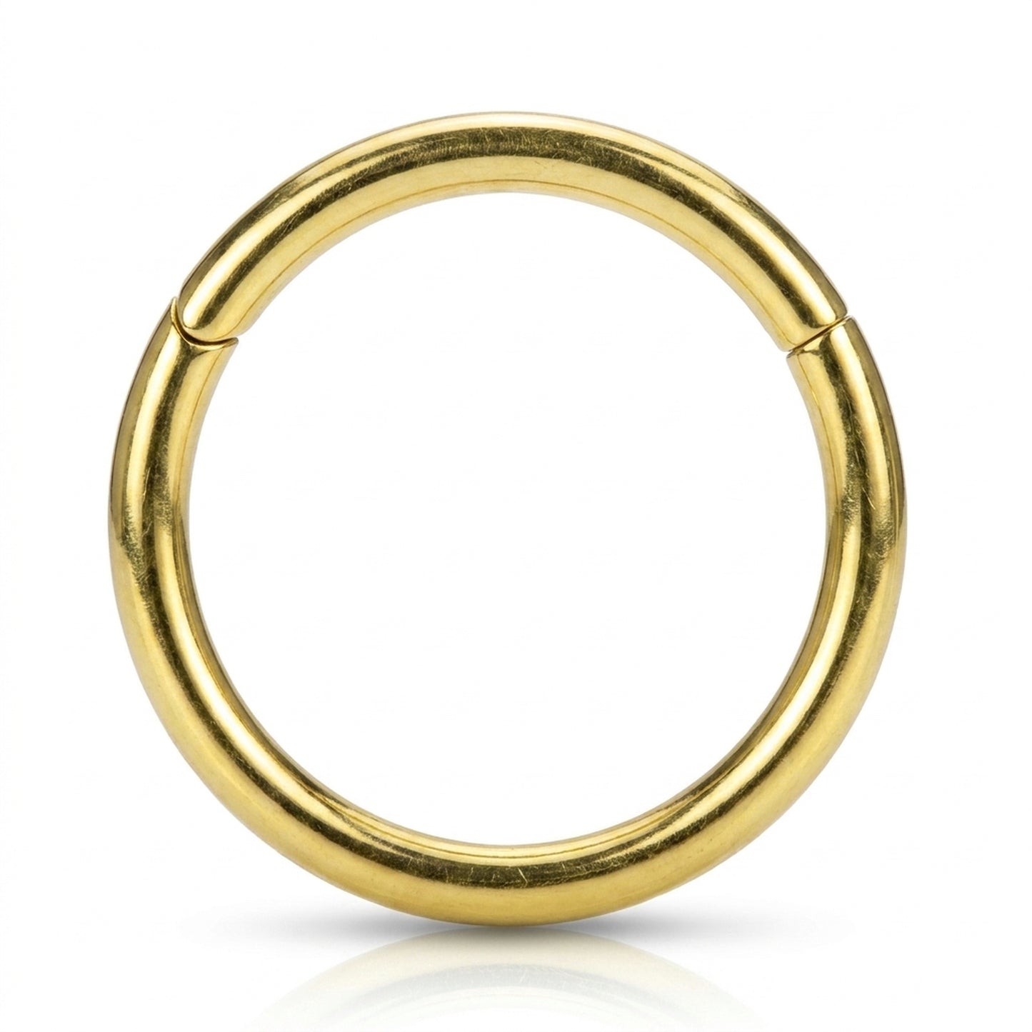 Gold Hinged Segment Septum Hoop ASTM F136 Titanium pictured against a white background.