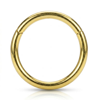 Gold Hinged Segment Septum Hoop ASTM F136 Titanium pictured against a white background.