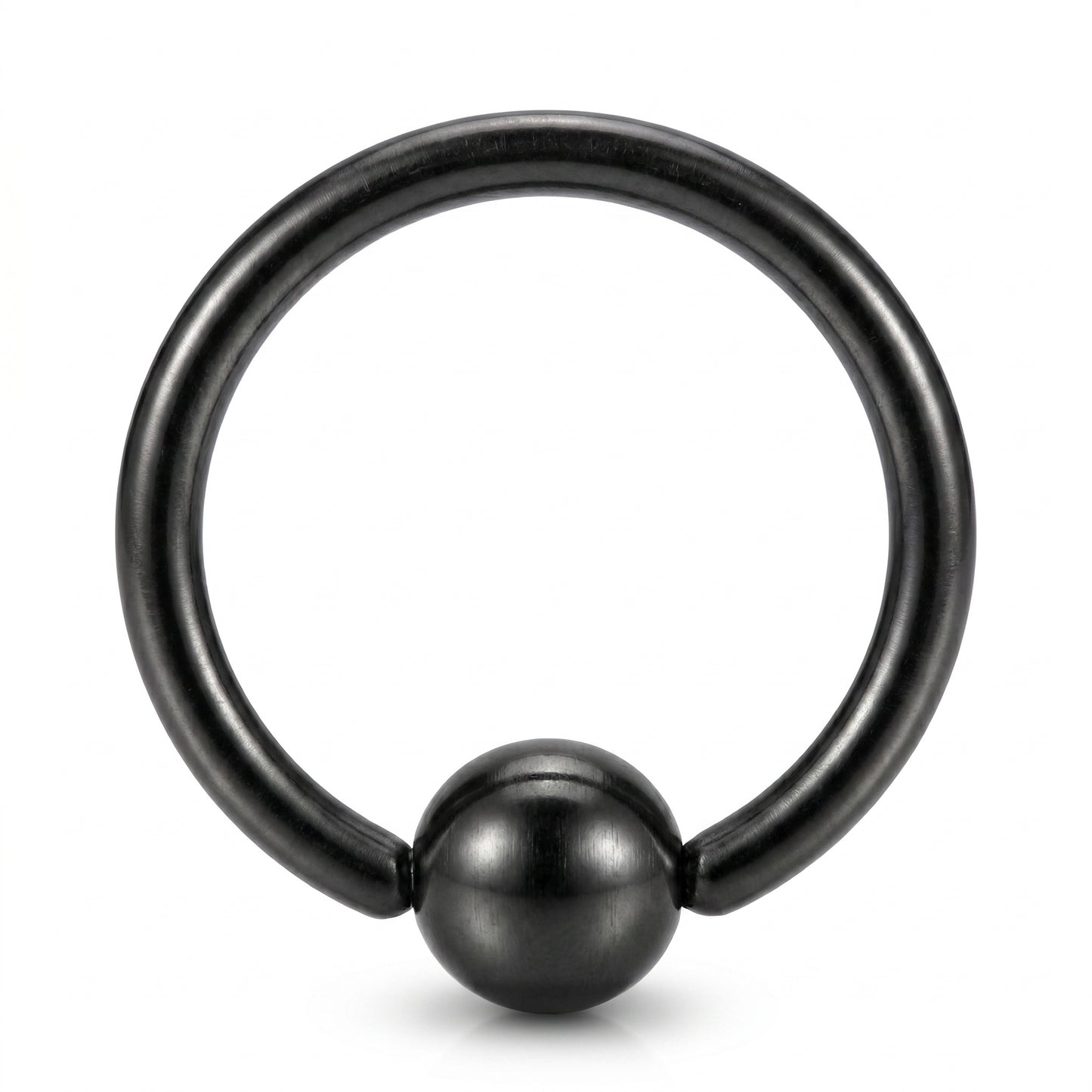 Black Captive Bead Septum Ring 316L Surgical Steel Matte Black pictured against a white background.