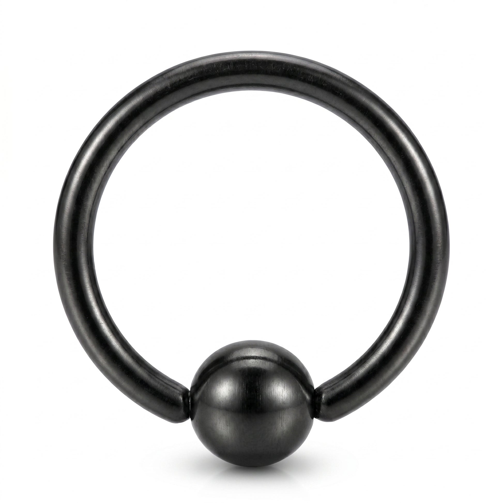 Black Captive Bead Septum Ring 316L Surgical Steel Matte Black pictured against a white background.