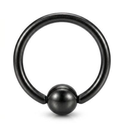Black Captive Bead Septum Ring 316L Surgical Steel Matte Black pictured against a white background.