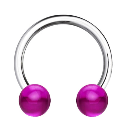 Purple Color Ball Horseshoe Septum Ring 16 Gauge 316L Surgical Steel Acrylic on a white background.