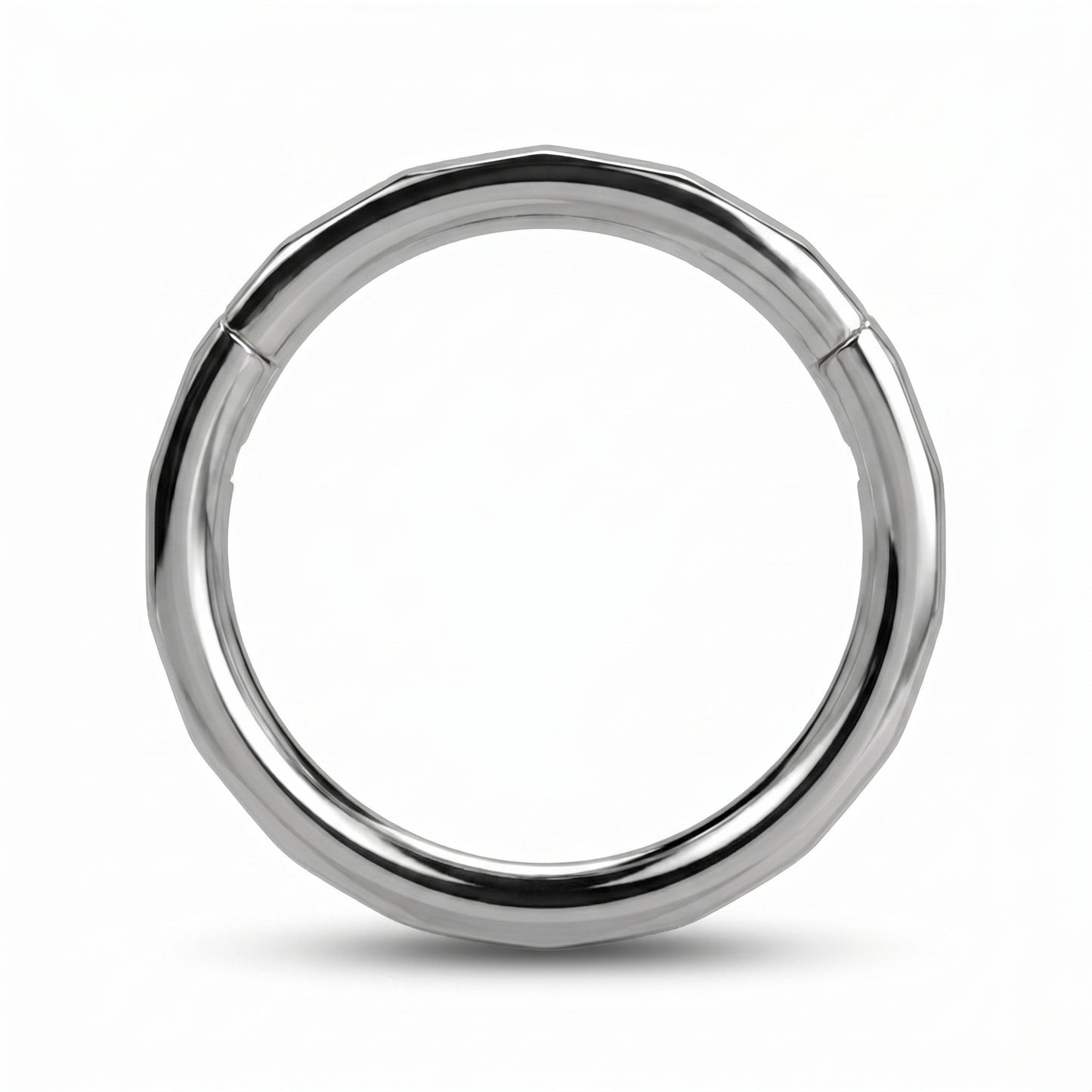 Rectangular Facet Segment Septum Hoop 16 Gauge ASTM F136 Titanium pictured against a white background.