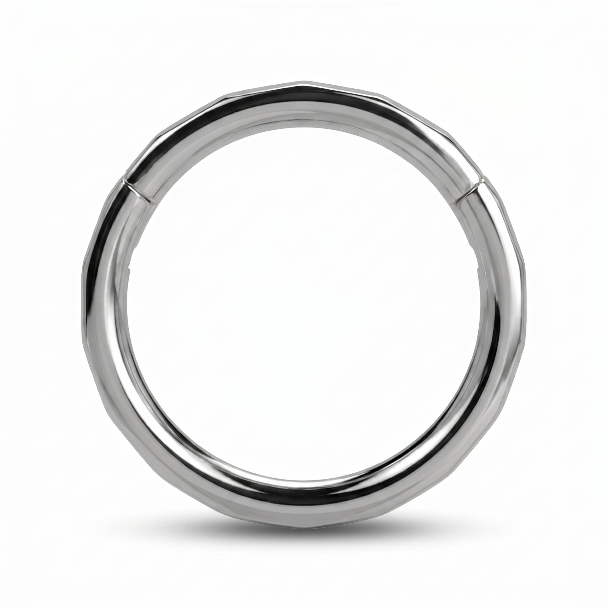 Rectangular Facet Segment Septum Hoop 16 Gauge ASTM F136 Titanium pictured against a white background.