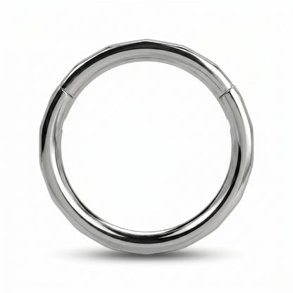 Rectangular Facet Segment Septum Hoop 16 Gauge ASTM F136 Titanium pictured against a white background.