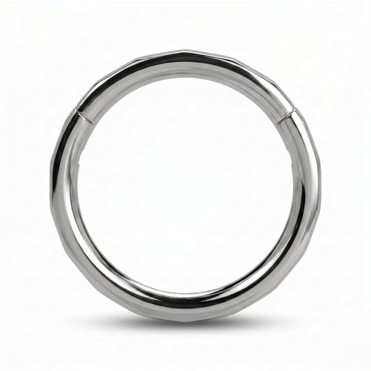 Rectangular Facet Segment Septum Hoop 16 Gauge ASTM F136 Titanium pictured against a white background.