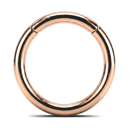 Rose Gold Hinged Segment Hoop ASTM F136 Titanium pictured against a white background.