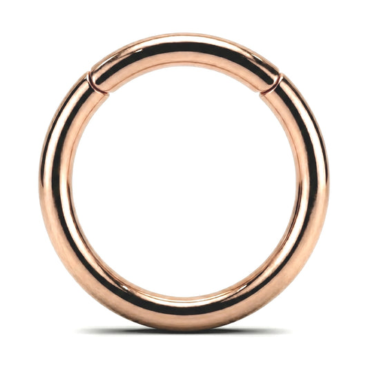 Rose Gold Hinged Segment Hoop ASTM F136 Titanium pictured against a white background.