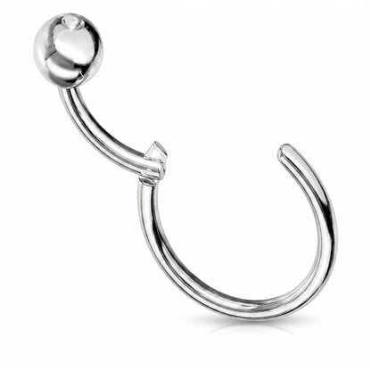 Hinged Segment Fixed Captive Bead Ring 16 Gauge 316L Surgical Steel in the open position.