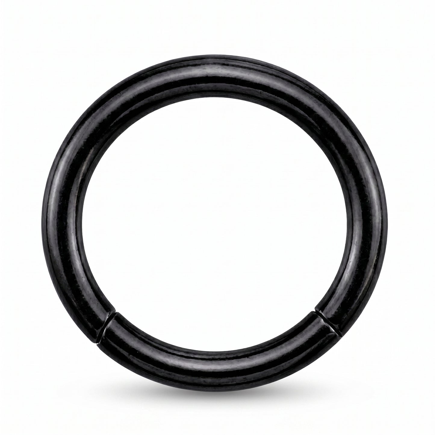 Black Hinged Segment Septum Ring 316L Surgical Steel pictured against a white background.