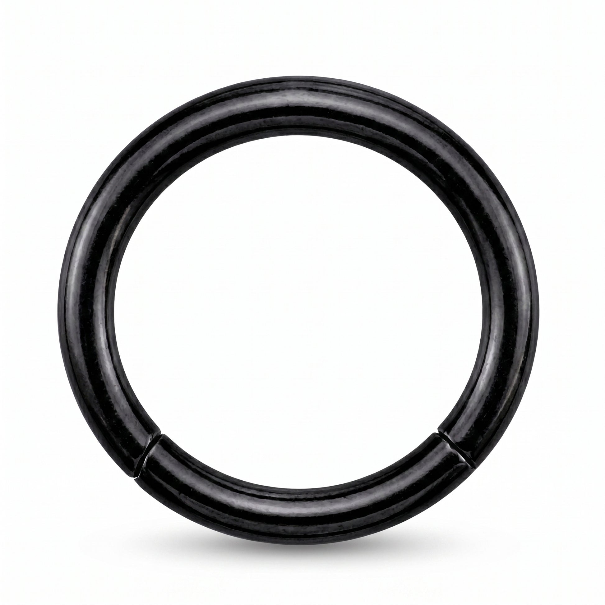 Black Hinged Segment Septum Ring 316L Surgical Steel pictured against a white background.