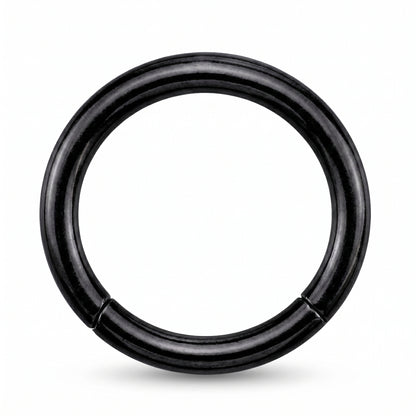 Black Hinged Segment Septum Ring 316L Surgical Steel pictured against a white background.