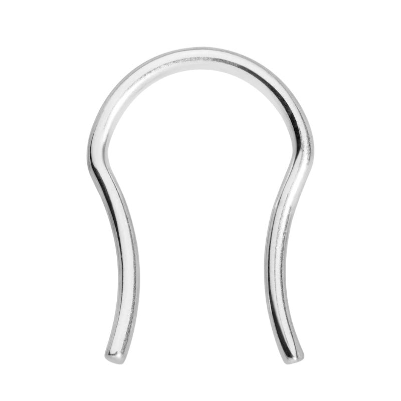 A surgical steel septum piercing retainer pictured against a white background.